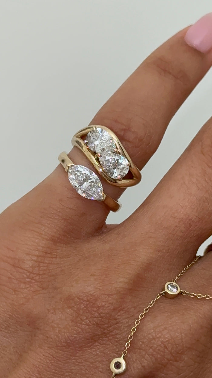 Delicate gold pinky rings from the Beads by Tara fine jewelry range