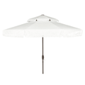 Double Top 9 Foot Crank Umbrella with Fringe in White - Outdoor Umbrellas - The Well Appointed House