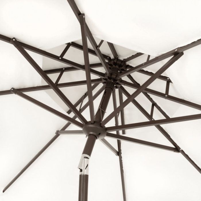 Double Top 9 Foot Crank Umbrella with Fringe in White - Outdoor Umbrellas - The Well Appointed House
