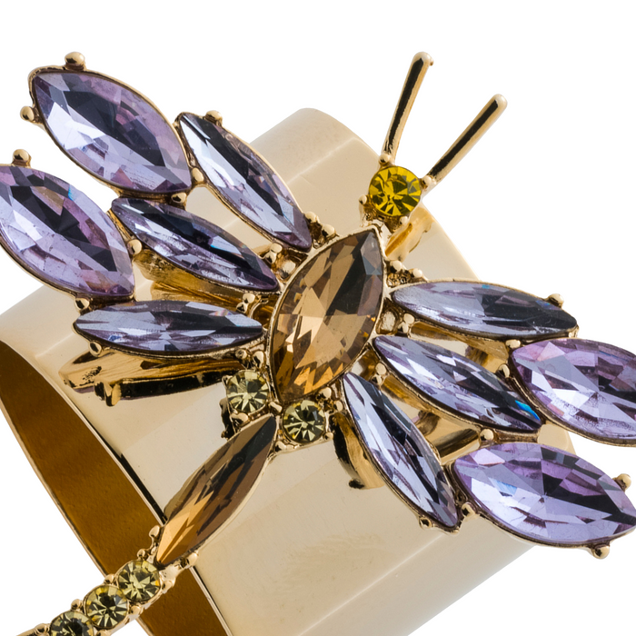 Dragonfly Napkin Rings, Amethyst, Set of Two - The Well Appointed House
