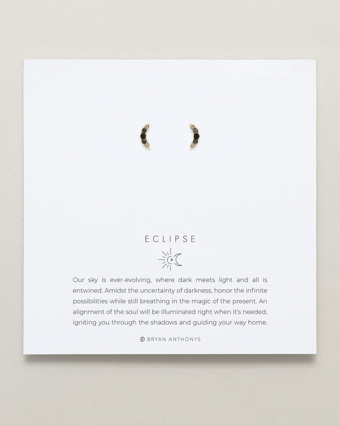 Bryan Anthonys Eclipse Collection Pave Stud Earrings in Gold with Meaning Card