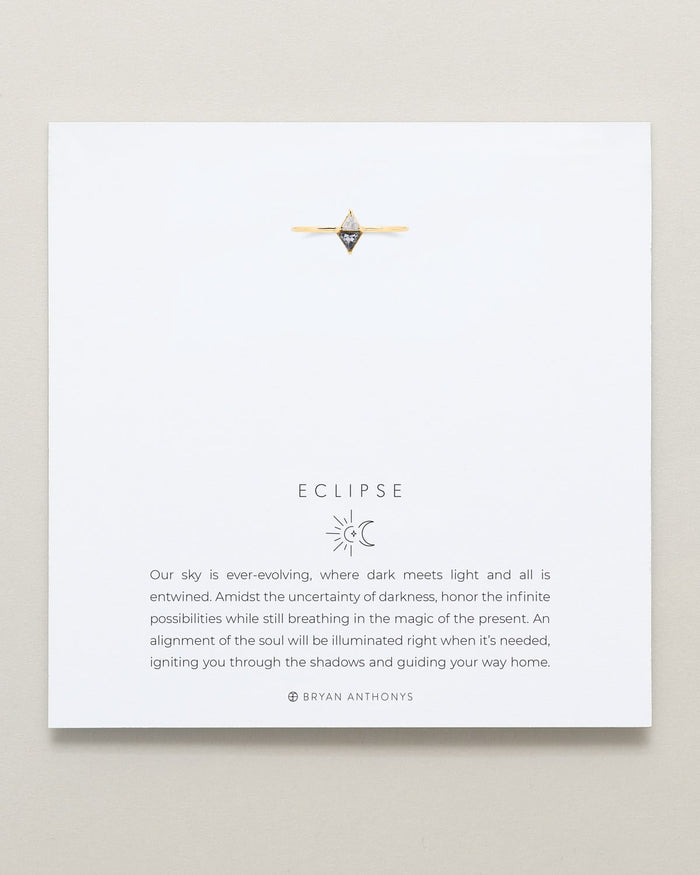 Bryan Anthonys Eclipse Collection Trillion Ring in Gold with Meaning Card