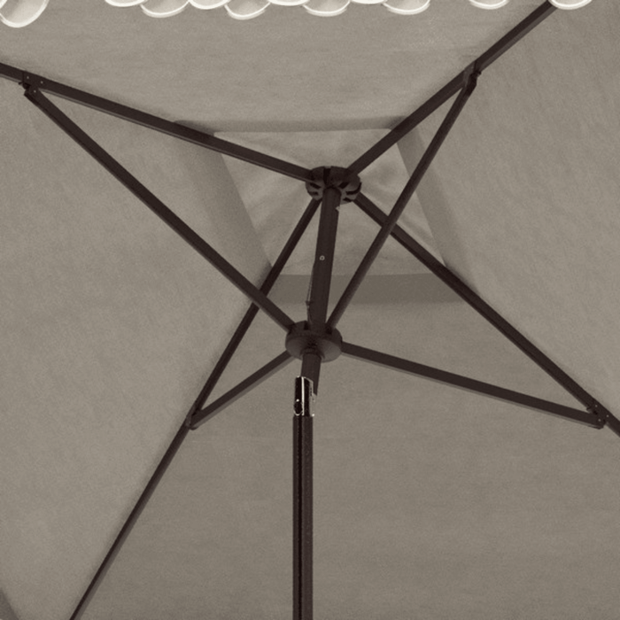 Elegant Valance 7.5 Ft Beige & White Square Umbrella - Outdoor Umbrellas - The Well Appointed House