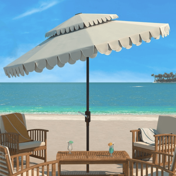 Elegant Valance 9 Foot Double Top Umbrella - Outdoor Umbrellas - The Well Appointed House