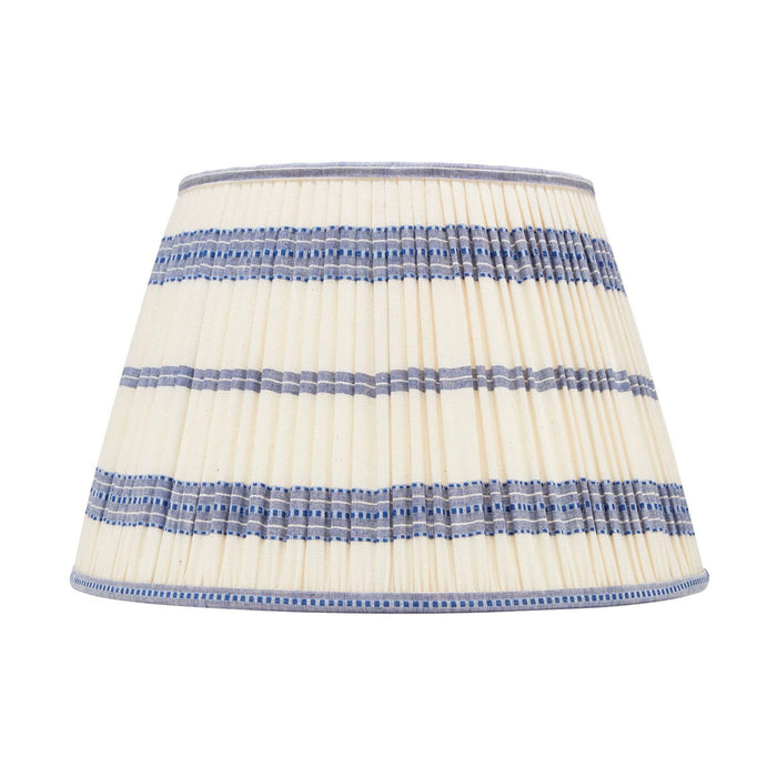 Embroidered Blue Stripe Pleated Lamp Shade - Available in Multiple Sizes-The Well Appointed House