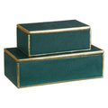 Emerald Green Decorative Storage Boxes with Gold Leaf Trim - Decorative Boxes - The Well Appointed House