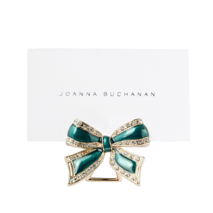 Enamel Bow Placecard Holders, Green, Set of Four - The Well Appointed House
