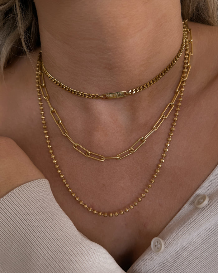 Engraved Cuban bar necklace, part of the Beads by Tara collection
