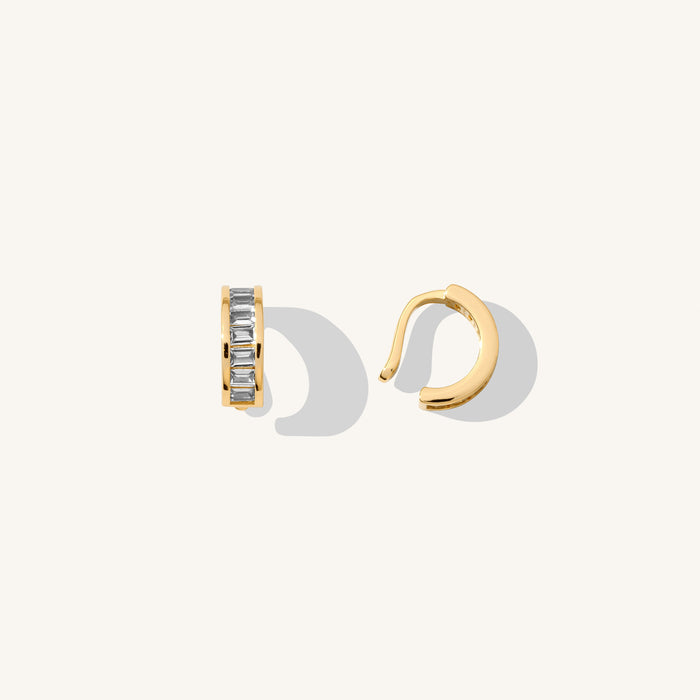 The Eve ear cuff in gold set with a line of sparkling crystal stones