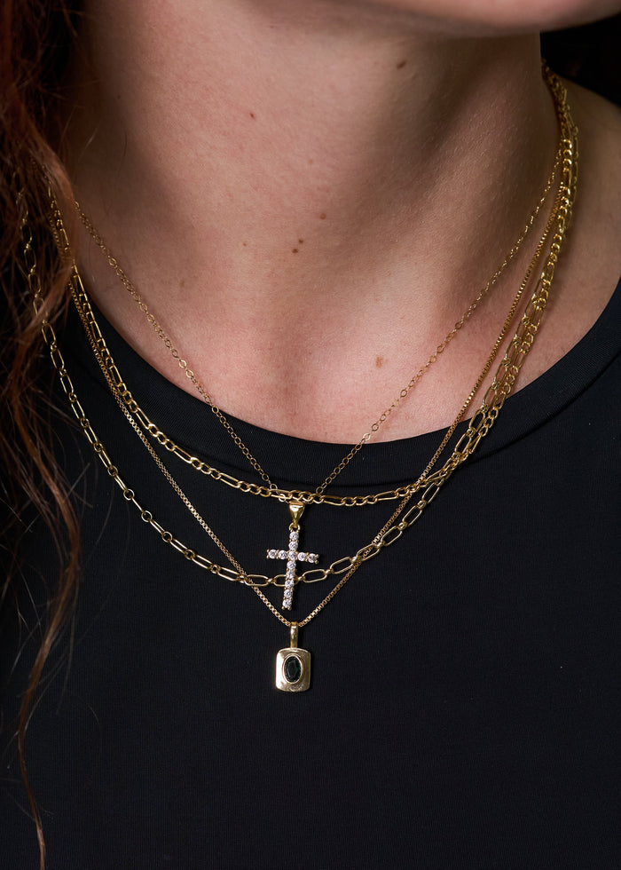14k gold fill Everyday Cross necklace with a delicate dainty chain