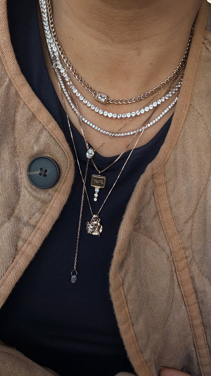 Everyday tennis necklace lined with luxe brilliant-cut crystal stones