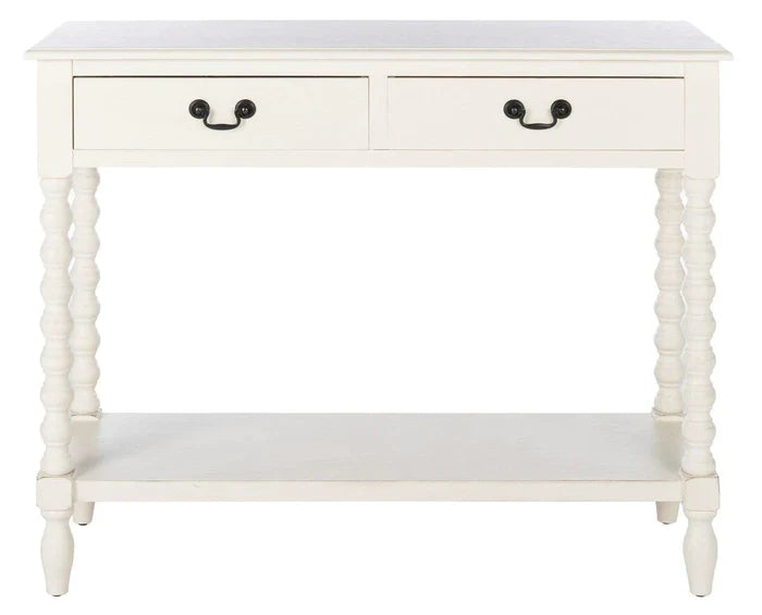 Farmhouse Contemporary Console Table in Distressed White - Sideboards & Consoles - The Well Appointed House