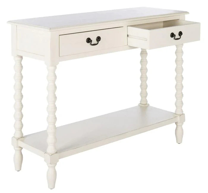 Farmhouse Contemporary Console Table in Distressed White - Sideboards & Consoles - The Well Appointed House