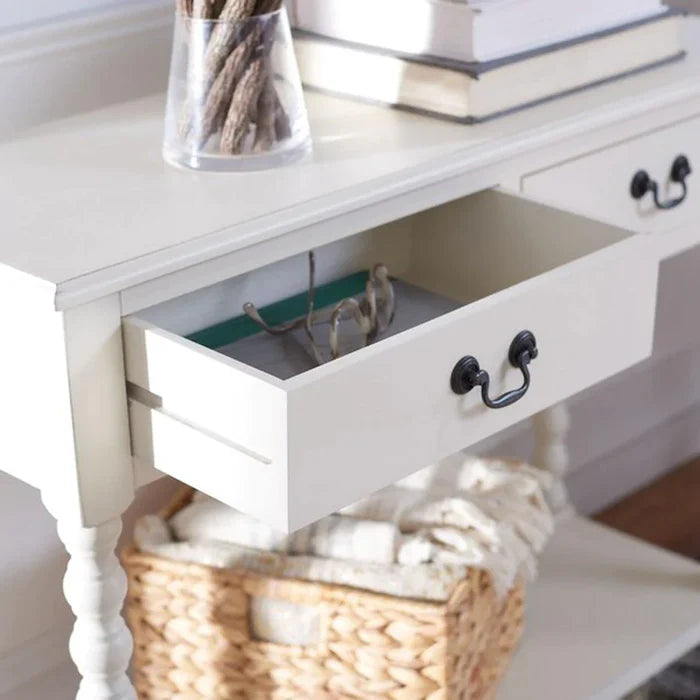 Farmhouse Contemporary Console Table in Distressed White - Sideboards & Consoles - The Well Appointed House