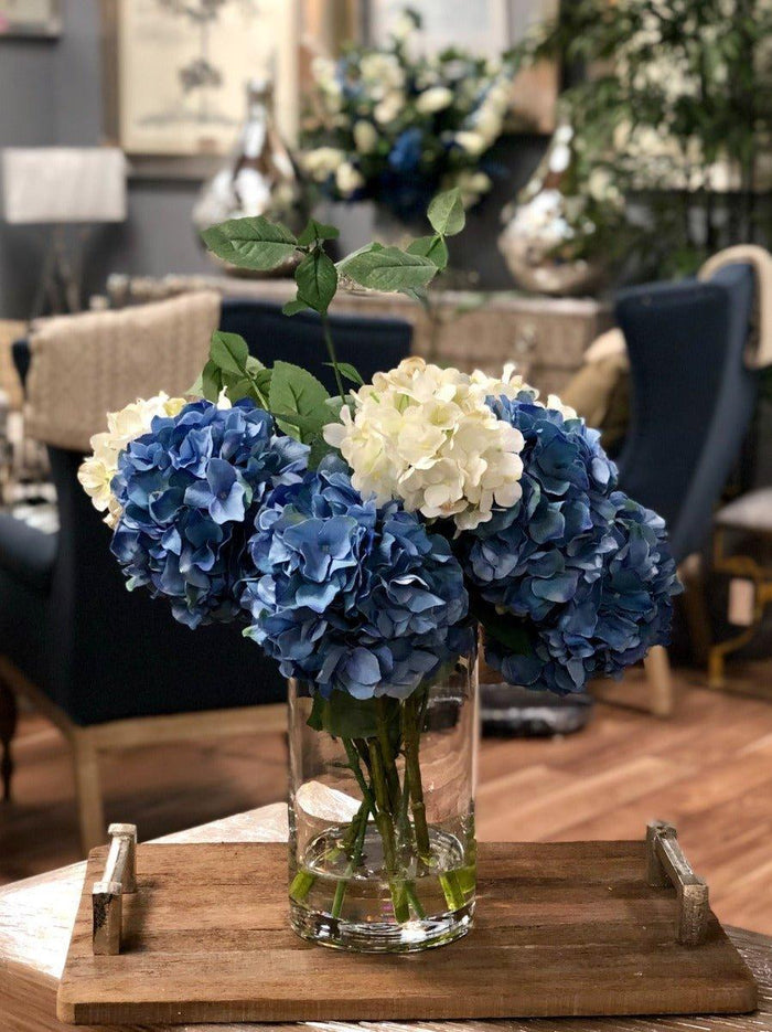 Faux Blue & White Hydrangeas Arrangement - Florals & Greenery - The Well Appointed House