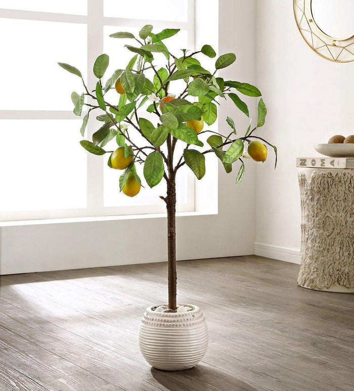 Faux Lemon Tree in White Ceramic Pot - Florals & Greenery - The Well Appointed House