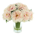 Faux Peony Bunch in a Glass Vase with Bubble - Florals & Greenery - The Well Appointed House