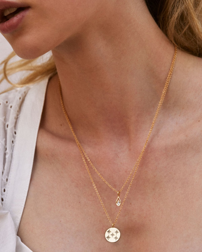 Bryan Anthonys Find Your Fire Gold Necklace with Crystal on Model