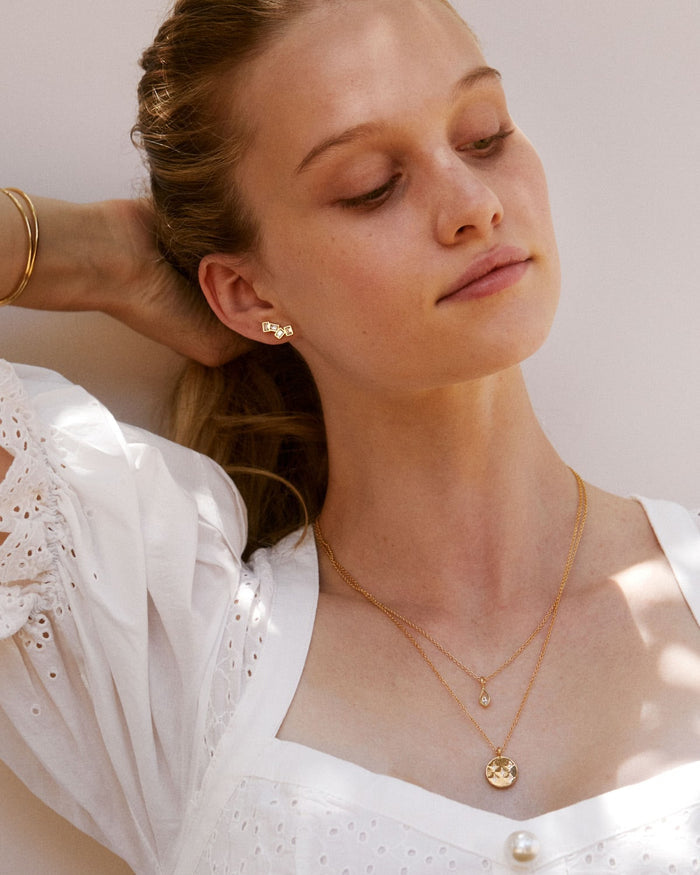 Bryan Anthonys Find Your Fire Gold Necklace with Crystal on Model