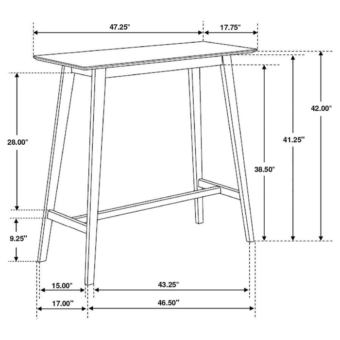Finnick - Rectangular Pub Height Bar Table - Walnut