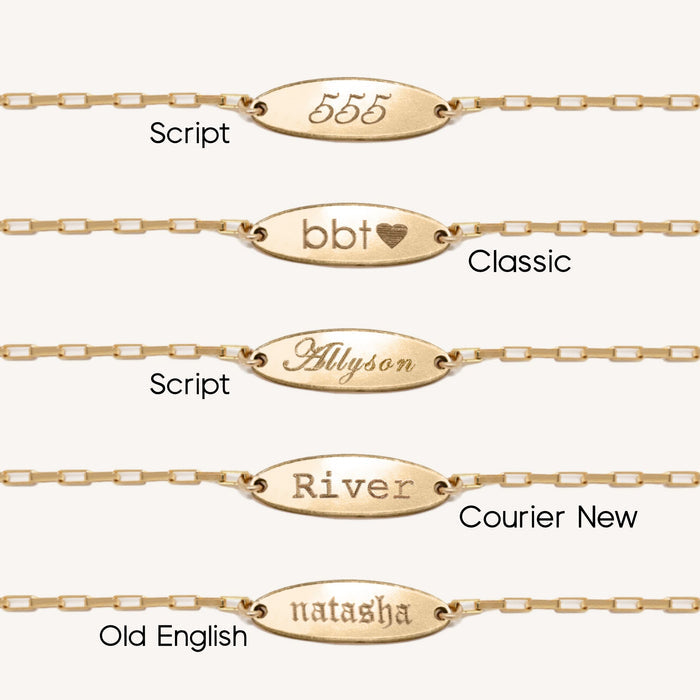 Beads by Tara Fiona bracelet, a feminine oval tag for everyday layering