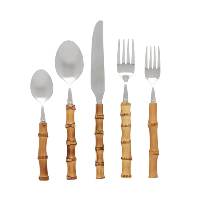 Five Piece Bamboo and Stainless Steel Flatware Set - Flatware - The Well Appointed House