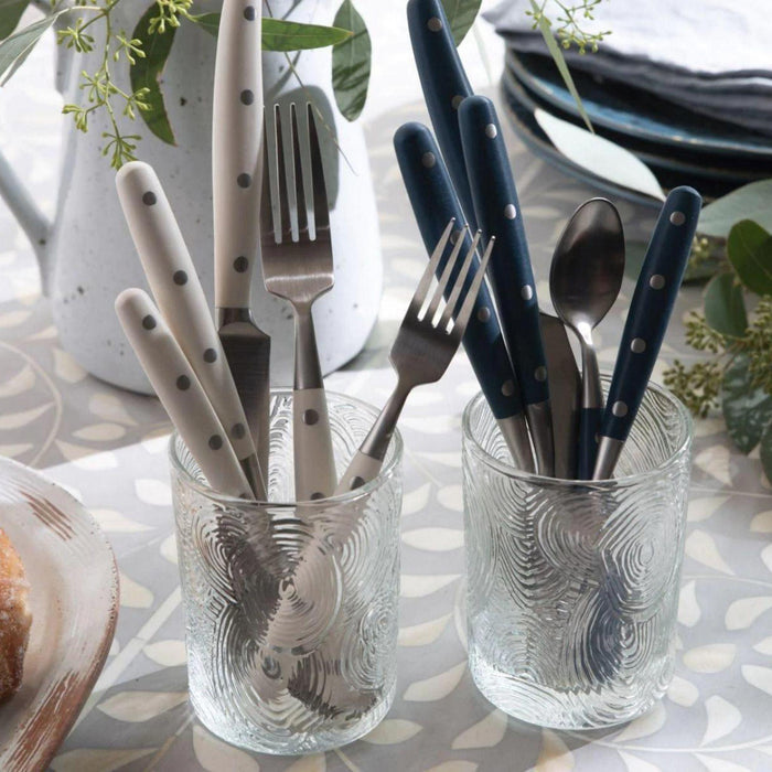 Five Piece Stainless Steel Flatware Set with Cream Resin Handles - Flatware - The Well Appointed House