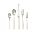 Five Piece White and Stainless Steel Flatware Set - Flatware - The Well Appointed House