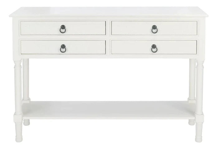 Four Drawer Textured Classic Contemporary Console in White - Sideboards & Consoles - The Well Appointed House
