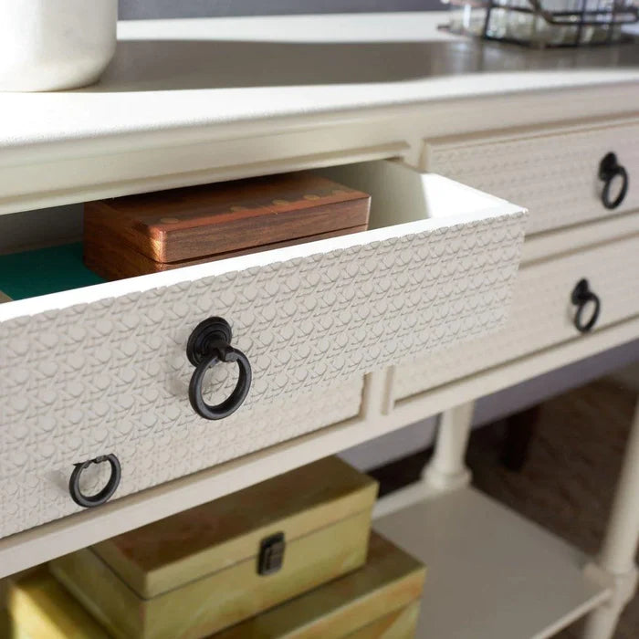 Four Drawer Textured Classic Contemporary Console in White - Sideboards & Consoles - The Well Appointed House