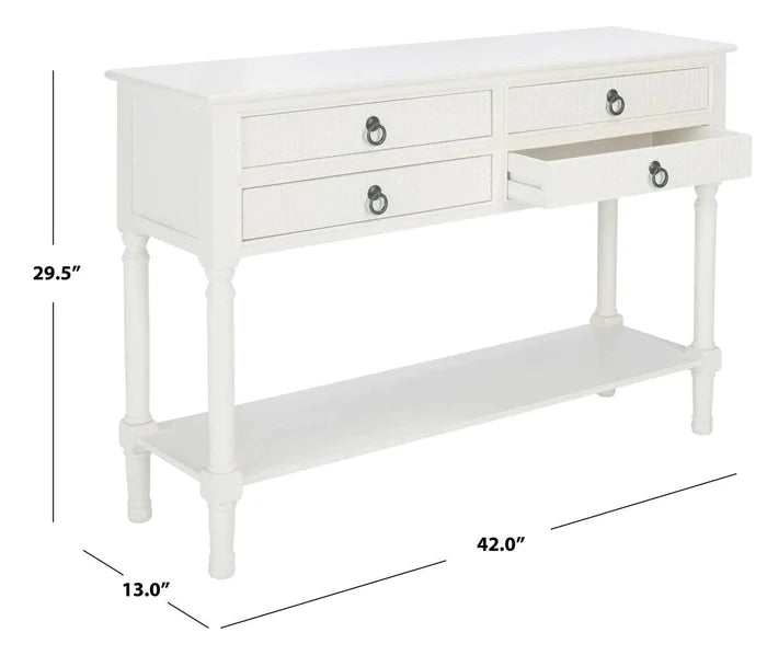 Four Drawer Textured Classic Contemporary Console in White - Sideboards & Consoles - The Well Appointed House