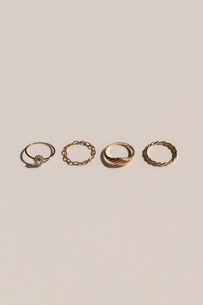 The French Twist ring showing its sculpted gold band and ridged top