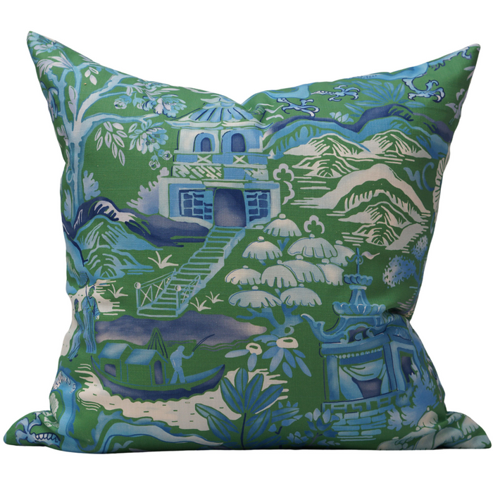 Gardens of Chinoiserie Pillow Cover in Herbal Green - The Well Appointed House