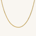 Detail of the Garrett flat Cuban chain necklace by Beads by Tara