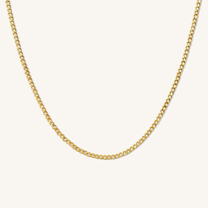 Detail of the Garrett flat Cuban chain necklace by Beads by Tara