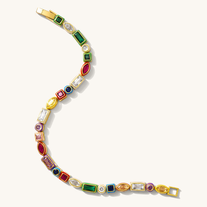 Gelato tennis bracelet with colorful enamel settings and sparkling stones