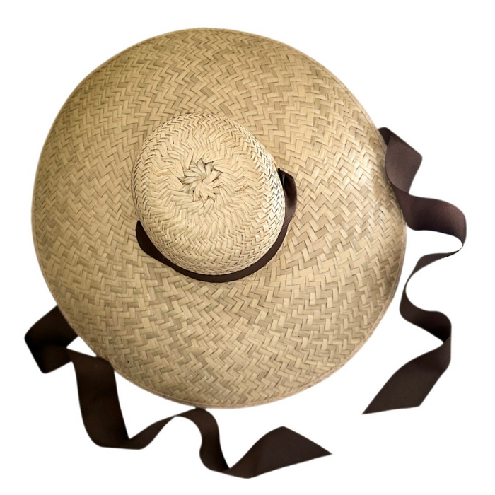 Geranium Sun Hat - Long Chocolate Brown Grosgrain Ribbon - The Well Appointed House