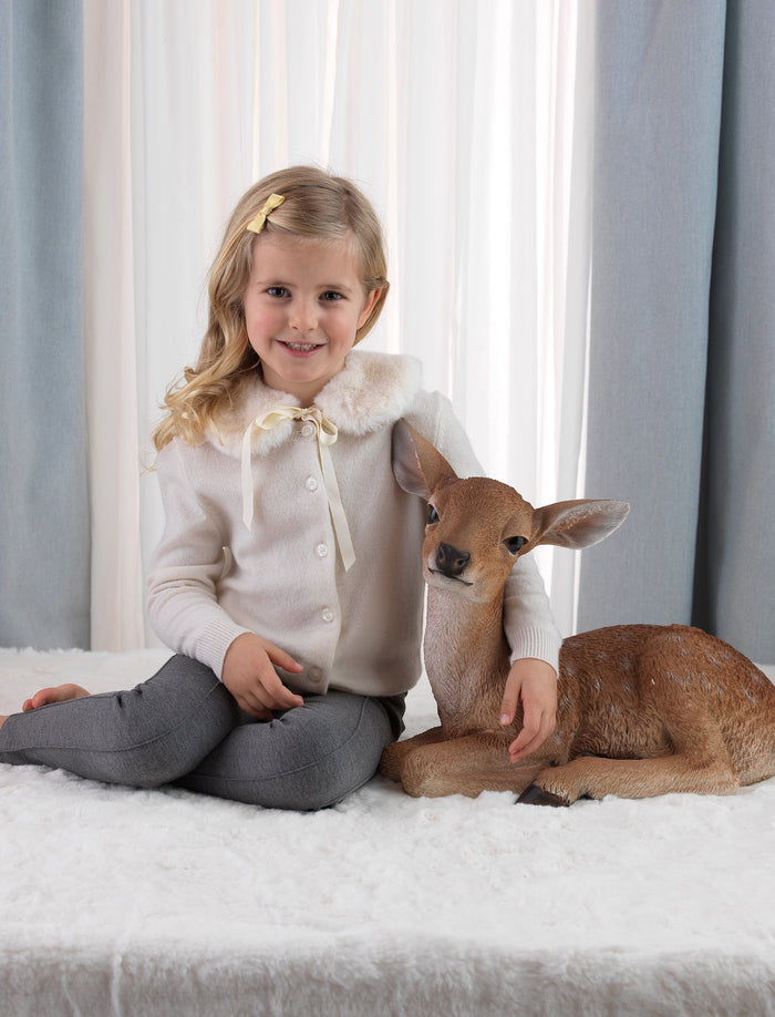 Girls Ivory Cashmere Cardigan - The Well Appointed House