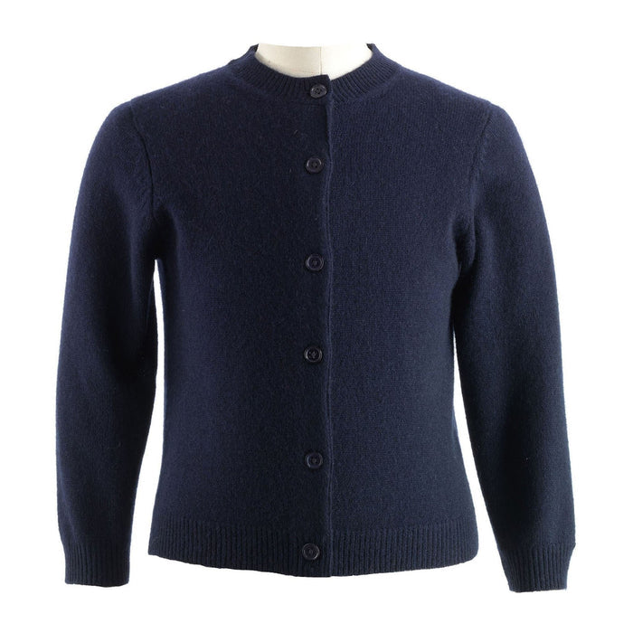 Girls Navy Cashmere Cardigan - The Well Appointed House