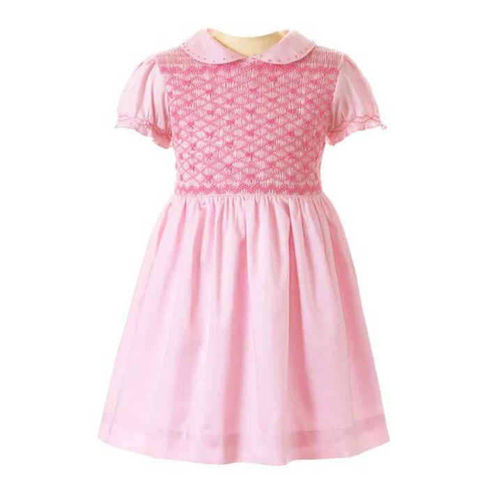 Girls Pink Bow Smocked Dress - The Well Appointed House