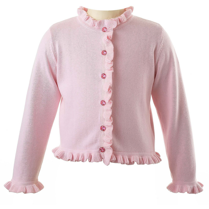 Girls Pink Frill Cardigan - The Well Appointed House