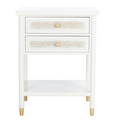Glossy White Two Drawer Chinoiserie Style Side Table