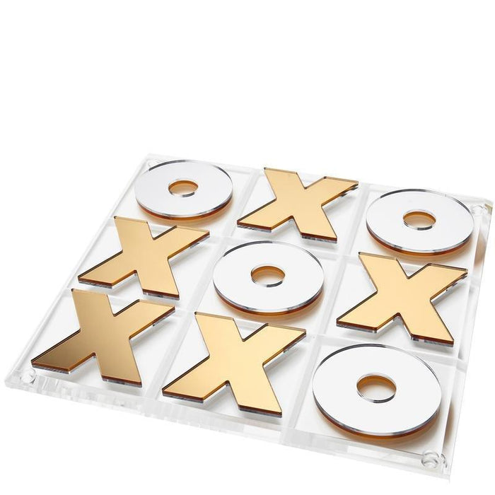 Gold and Silver Mirror Tic Tac Toe Game Board - Games & Recreation - The Well Appointed House