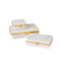 Gold Band Alabaster Decorative Box - Available in 3 Sizes  - The Well Appointed House