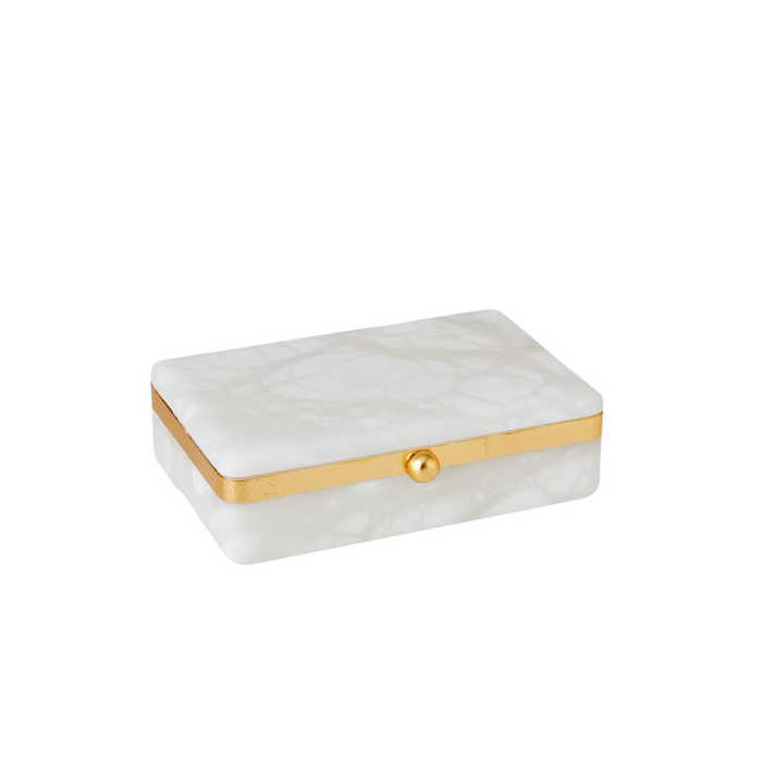 Gold Band Alabaster Decorative Box - Available in 3 Sizes  - The Well Appointed House