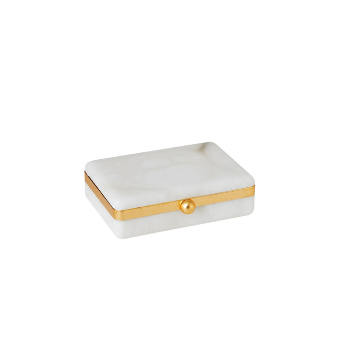 Gold Band Alabaster Decorative Box - Available in 3 Sizes  - The Well Appointed House
