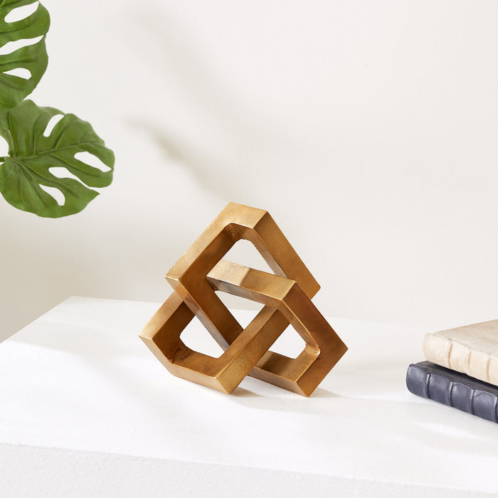 Gold Finish Geometric Key Sculpture - The Well Appointed House