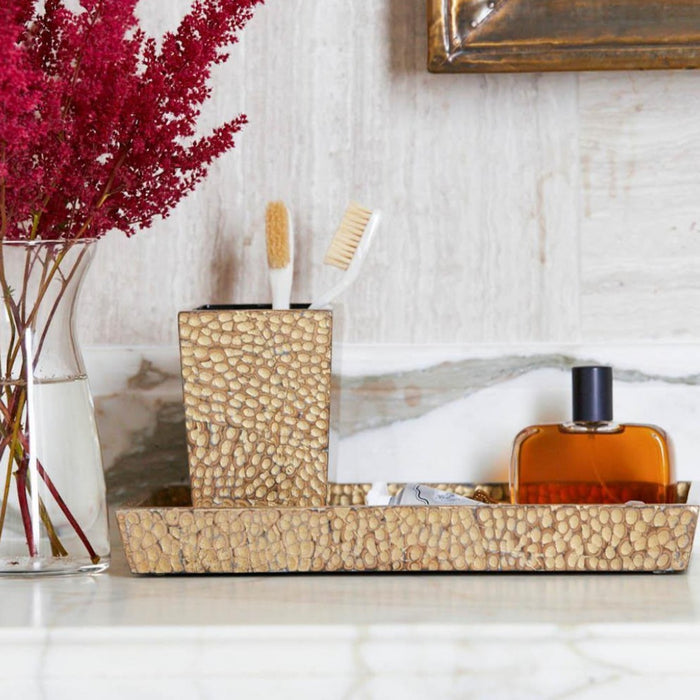 Pigeon & Poodle Gold Lacquered Eggshell Callas Bathroom Accessories - Bath Accessories - The Well Appointed House