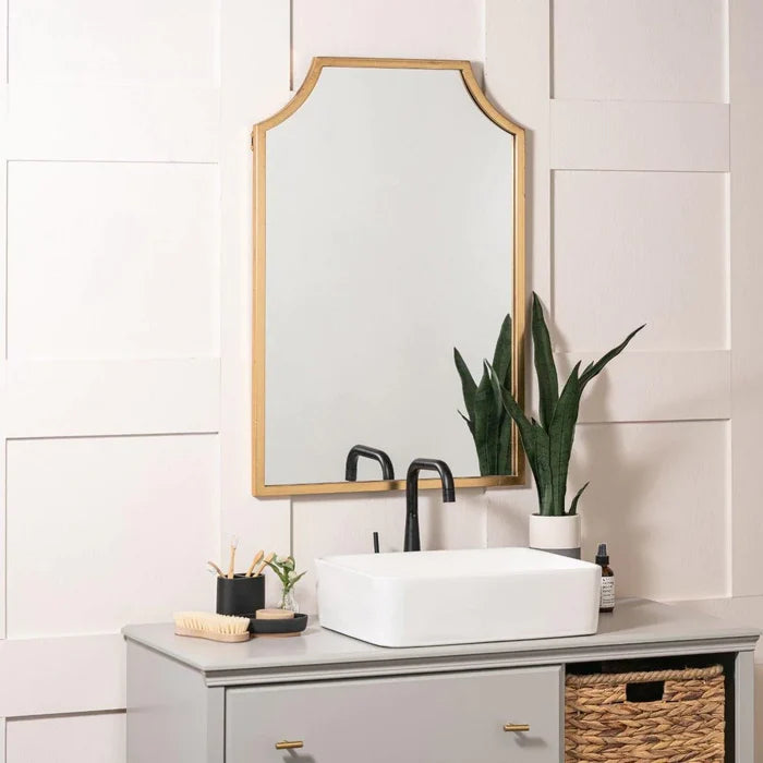 Gold Leaf Finish Metal Framed Vertical Wall Mirror - Wall Mirrors - The Well Appointed House