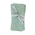 Gold Trim Dinner Napkins, Seafoam, Set of Two - The Well Appointed House